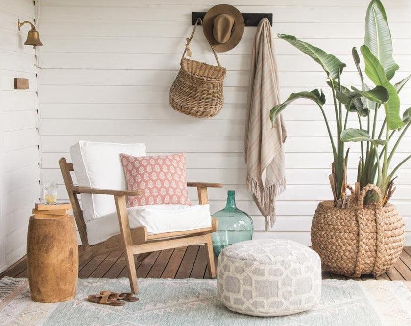 Weaver Green indoor and outdoor footstools 